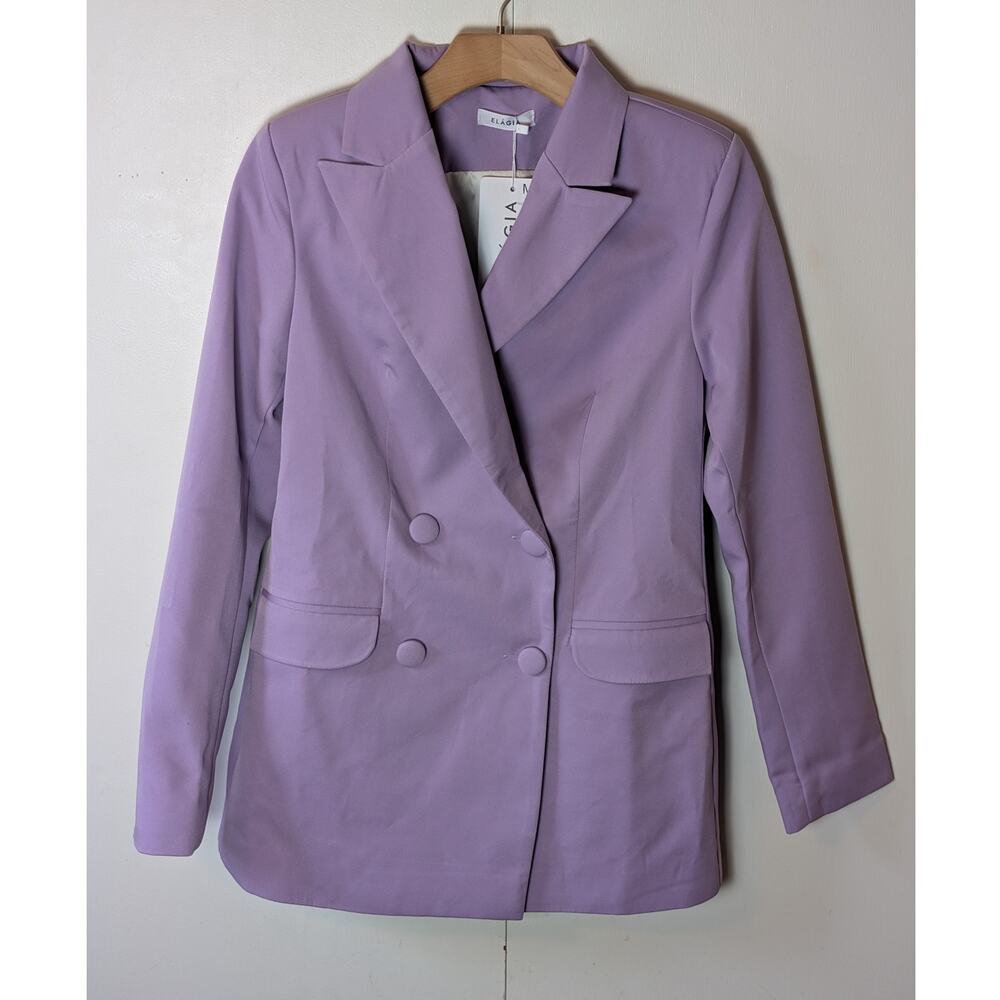 Elagia Womens Purple Blazer Medium
